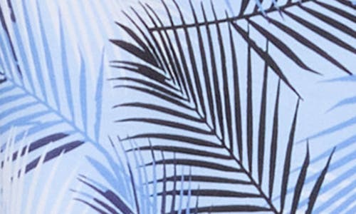 Bugatchi Leaf Print Camp Shirt In Air Blue