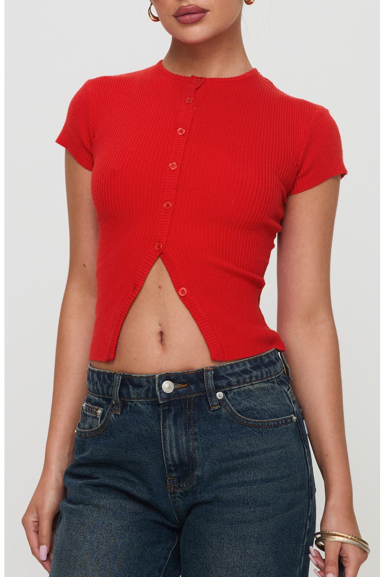 Suzu Split Hem Top, Main, color, RED