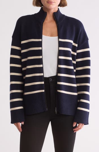Elegant Knit Cardigan with Two-Way Zipper main image 1