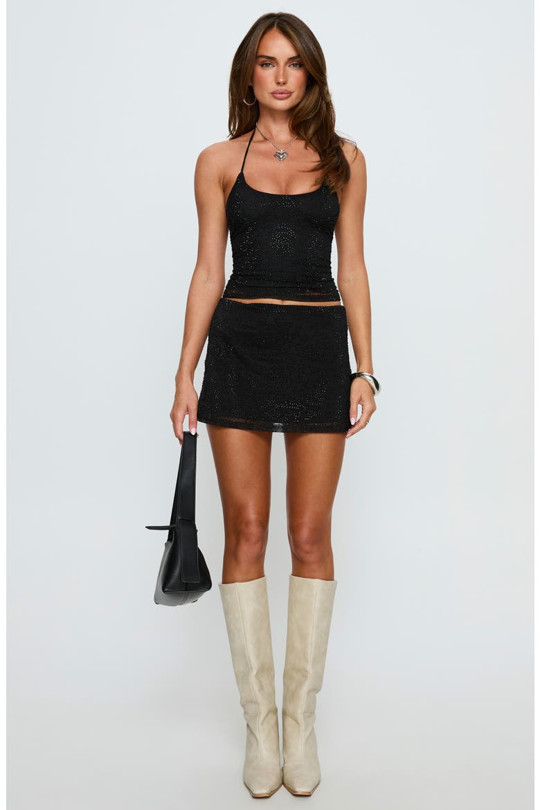 Jenesa Beaded Tie Back Camisole, Alternate, color, BLACK