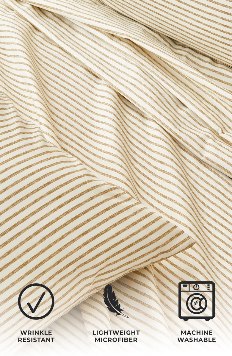 Woven & Weft Stripe Microfiber Sheet Set, Alternate, color, Light Taupe