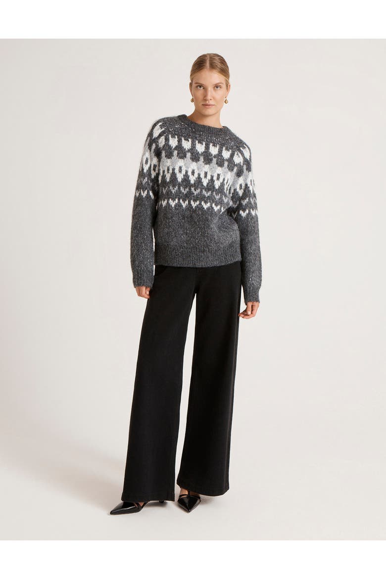 Belinda Fair Isle Round Neck Sweater, Alternate, color, Grey Marl