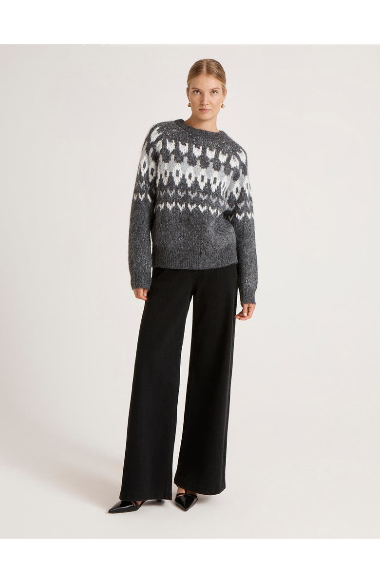 Finery London Belinda Fair Isle Round Neck Sweater, Alternate, color, Grey Marl