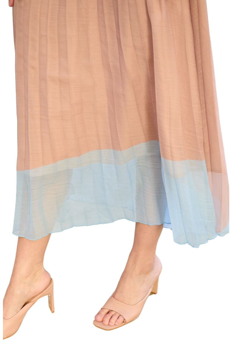 Ladbarn Colour Block Pleated Maxi Skirt, Alternate, color, Orange