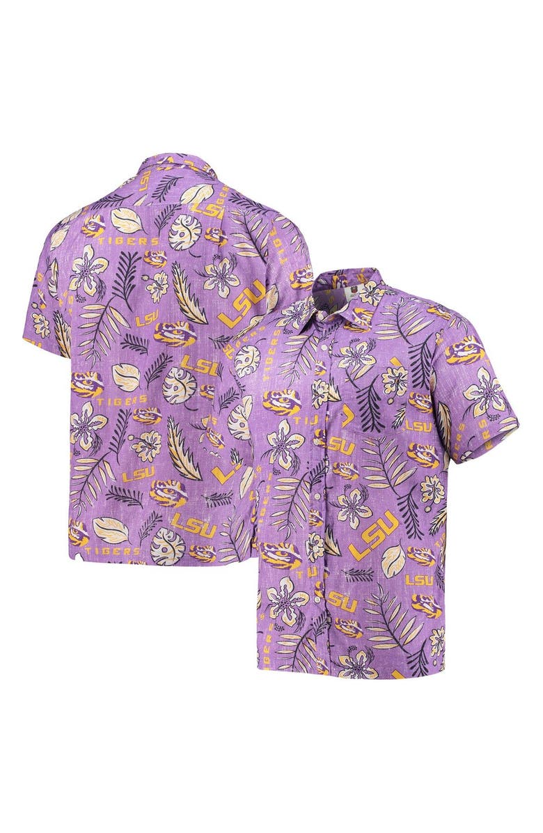 Wes & Willy Men's Wes & Willy Purple LSU Tigers Vintage Floral Button-Up Shirt, Main, color, 