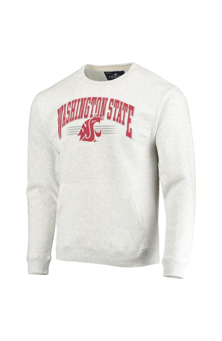 LEAGUE COLLEGIATE WEAR Men's League Collegiate Wear Heathered Gray Washington State Cougars Upperclassman Pocket Pullover Sweatshirt, Alternate, color, 