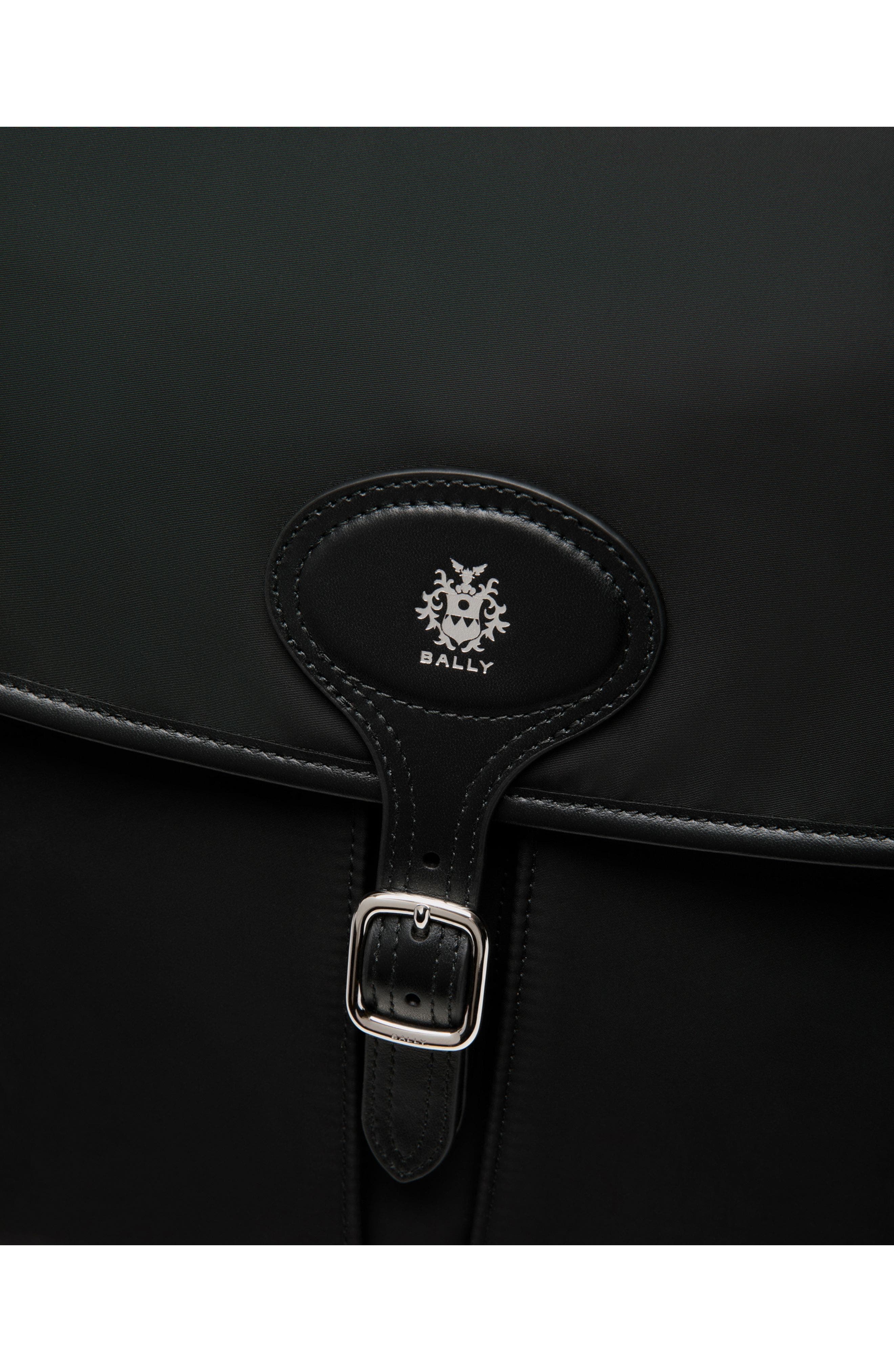Bally B-Light Messenger Bag in Nylon and Leather, Alternate, color, Black+Palladio
