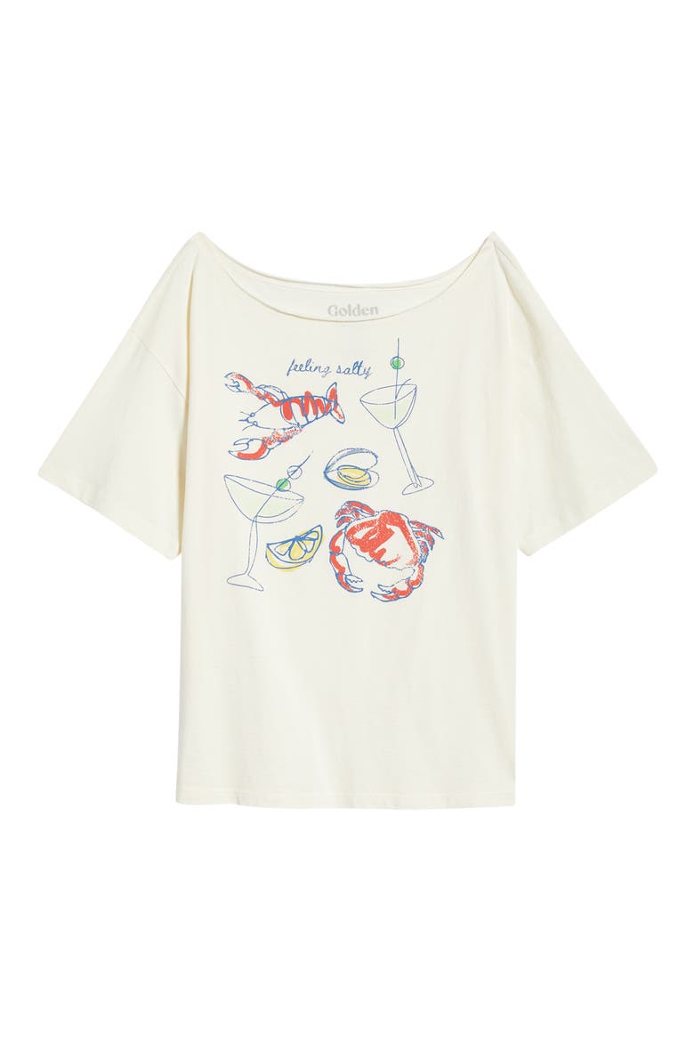 Stay Salty Graphic Off the Shoulder T-Shirt, Alternate, color, MARSHMALLOW