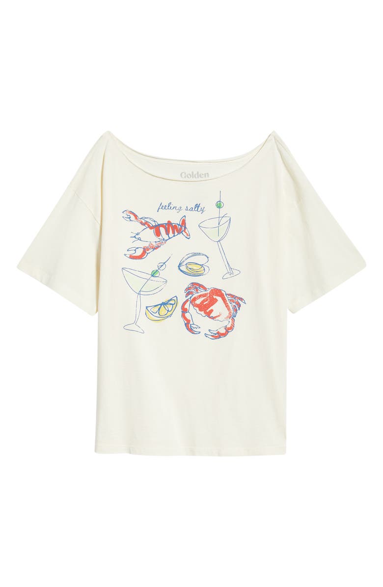GOLDEN HOUR Stay Salty Graphic Off the Shoulder T-Shirt, Alternate, color, Marshmallow