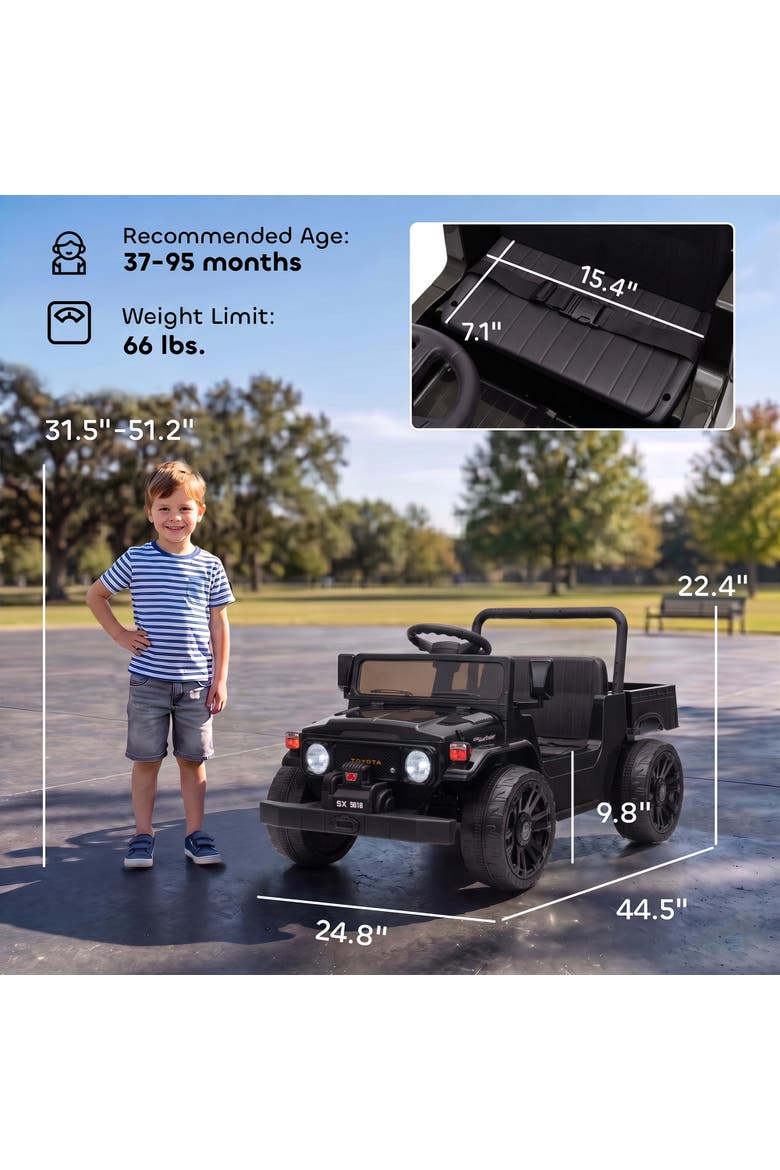 Licensed Toyota Pickup Ride on Truck, 24V Kids Electric Car with Dual Motors, Up to 3.7MPH, Parent Remote Control, Alternate, color, Black