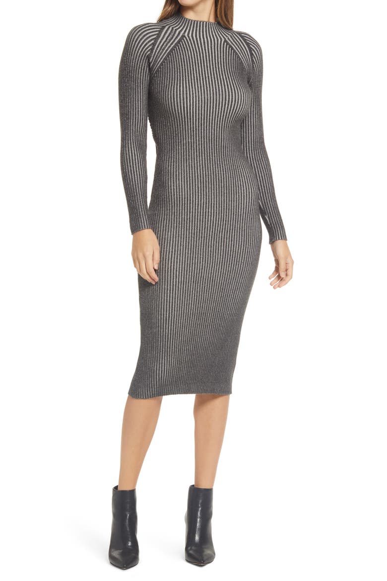 Halyn Long Sleeve Sweater Dress, Main, color, GREY