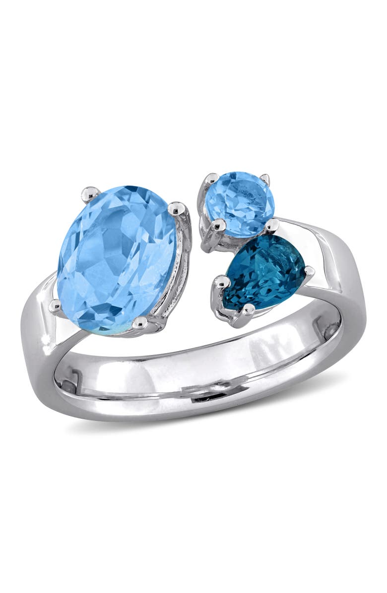 Julianna B. Blue Topaz 3-Stone Open Ring Sterling Silver, Main, color, Blue Topaz