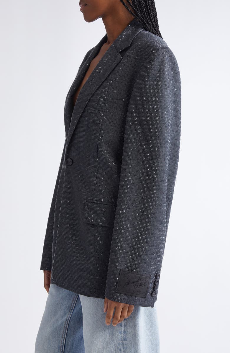 Alexander Wang Hotfix Crystal Oversize Blazer, Alternate, color, Grey