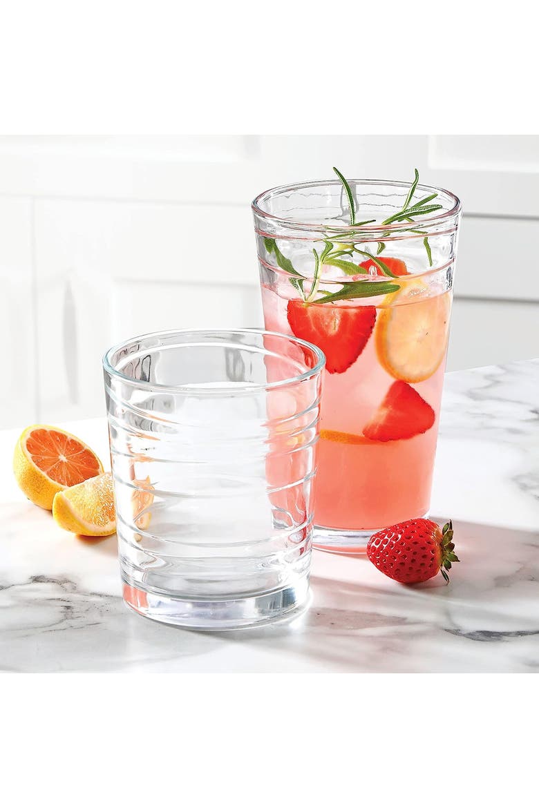 4 Piece 13.5 Ounce Swirl Double Old-Fashioned Glassware Set, Alternate, color, Clear