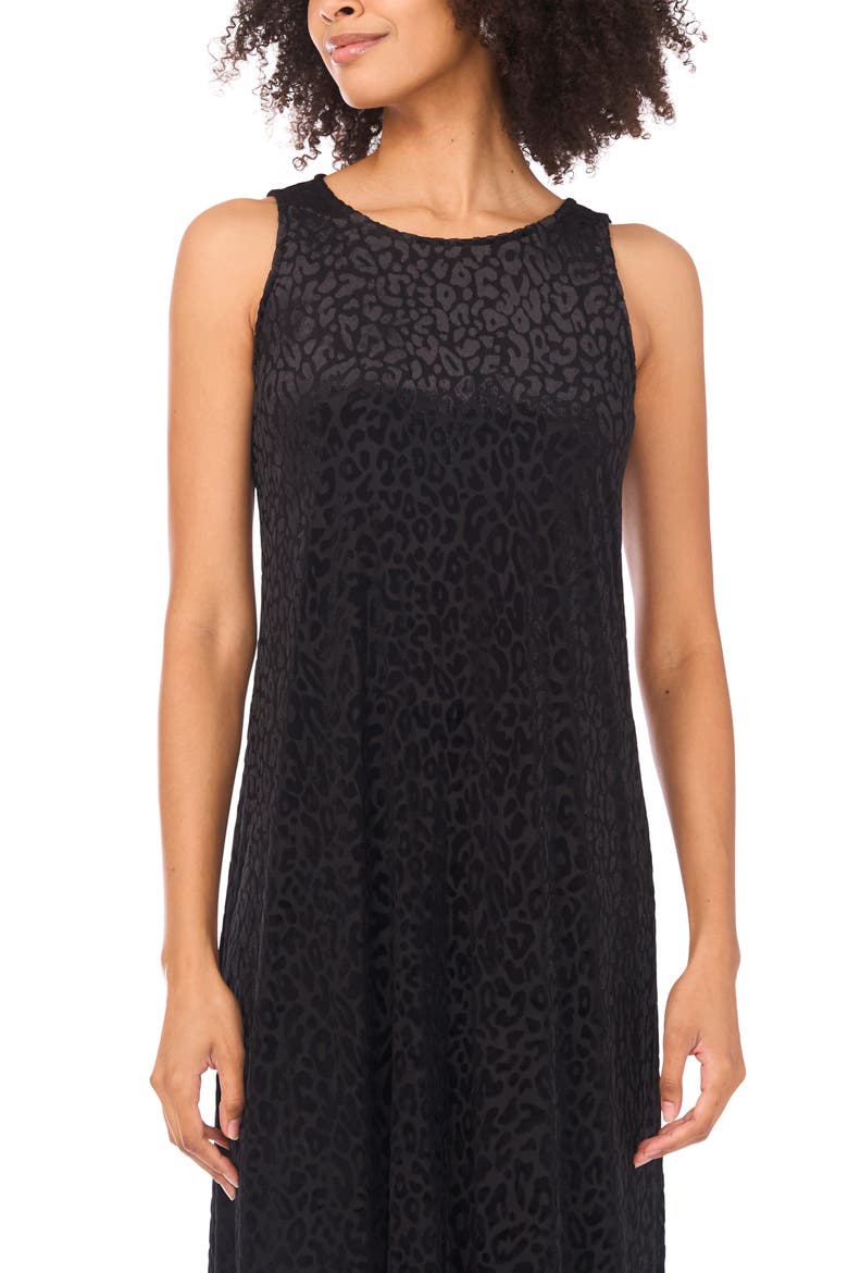 Leopard Print Satin Jacquard Dress, Alternate, color, RICH BLACK
