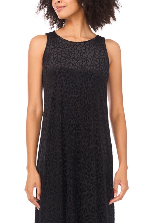 Vince Camuto Leopard Print Satin Jacquard Dress In Black