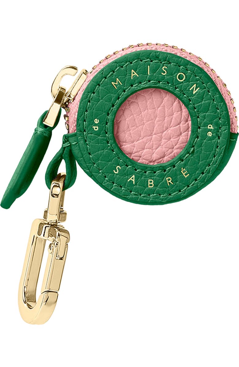 MAISON de SABRÉ Leather AirTag Charm, Main, color, Emerald Pink