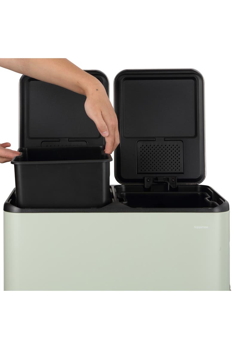 Zipple Rectangular Dual Compartment Recycling Step Pedal Trash Can with Soft-Close Double Lids, Alternate, color, Pistachio Gelato