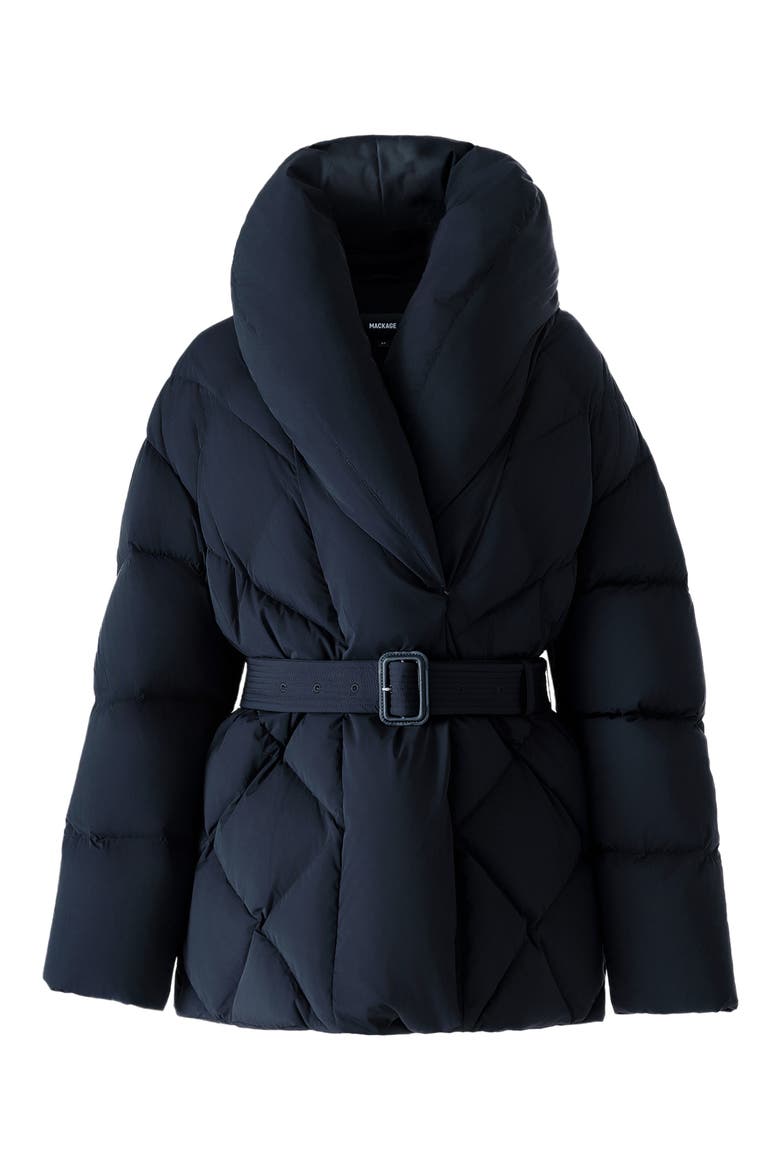 Olive Belted Quilted Down Jacket, Alternate, color, BLACK