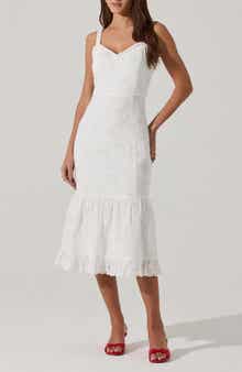 ASTR the Label Lace Trim Cotton Eyelet Dress