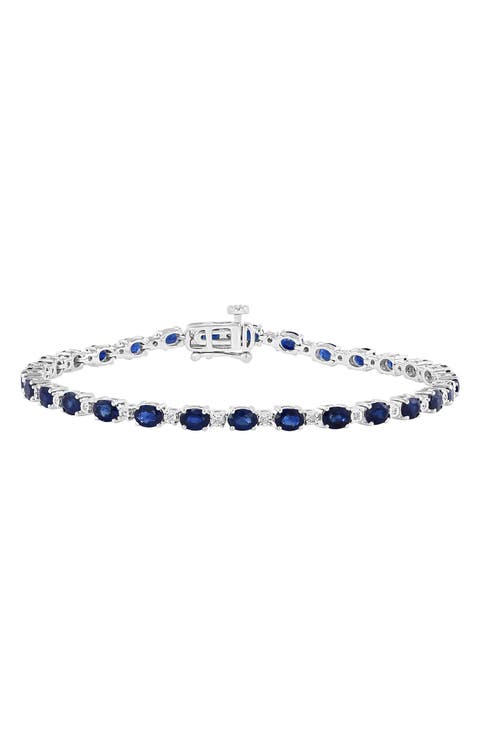 Sterling Silver Ruby Diamond Bracelet - 0.06 ctw.