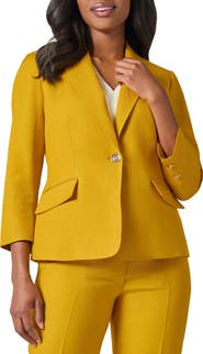 KASPER Linen Blend One-Button Blazer