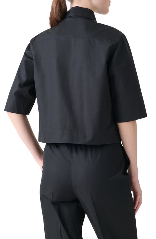 Akris Punto Cotton Poplin Crop Button-down Shirt In Black