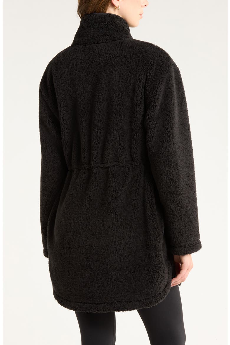 Faux Shearling Longline Jacket, Alternate, color, BLACK