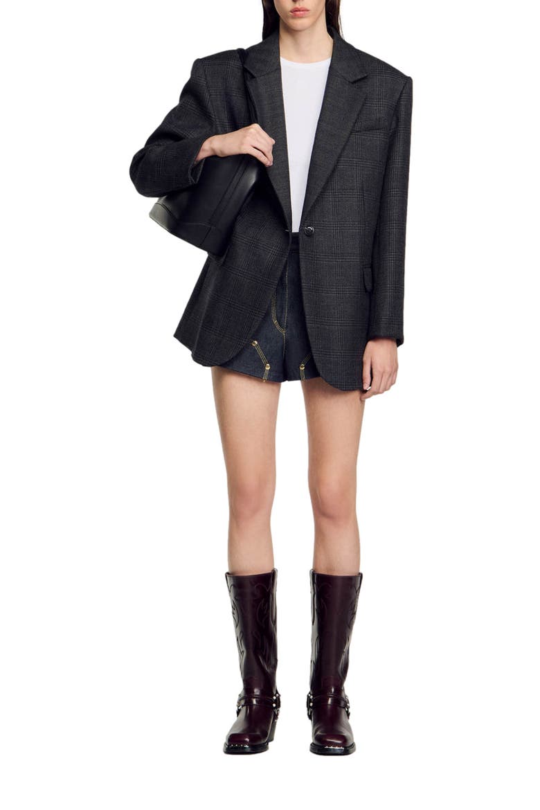 Checked suit jacket, Alternate, color, Dark grey