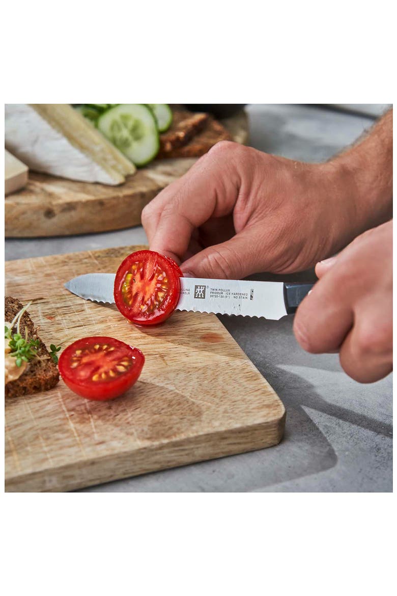 TWIN Signature 5-Inch Serrated Edge Knife, Alternate, color, SILVER