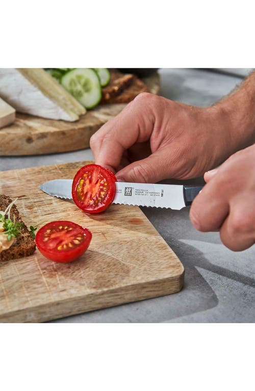 Zwilling Twin Signature 5-inch Serrated Edge Knife In Silver