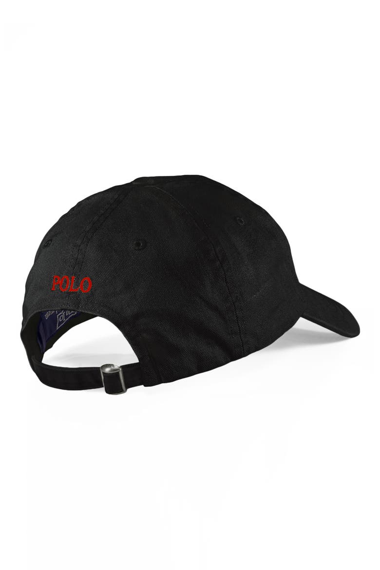Cotton Chino Ball Cap, Alternate, color, BLACK/ RED