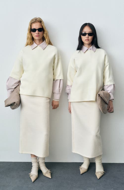 Mango Rama Short Sleeve Crewneck Sweater In White