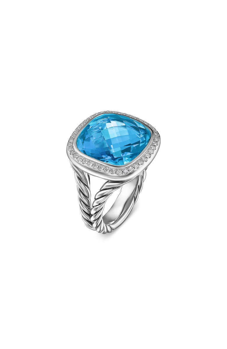 David Yurman Albion<sup>®</sup> Ring in Sterling Silver with Blue Topaz & Diamonds, 15mm, Alternate, color, Blue Topaz