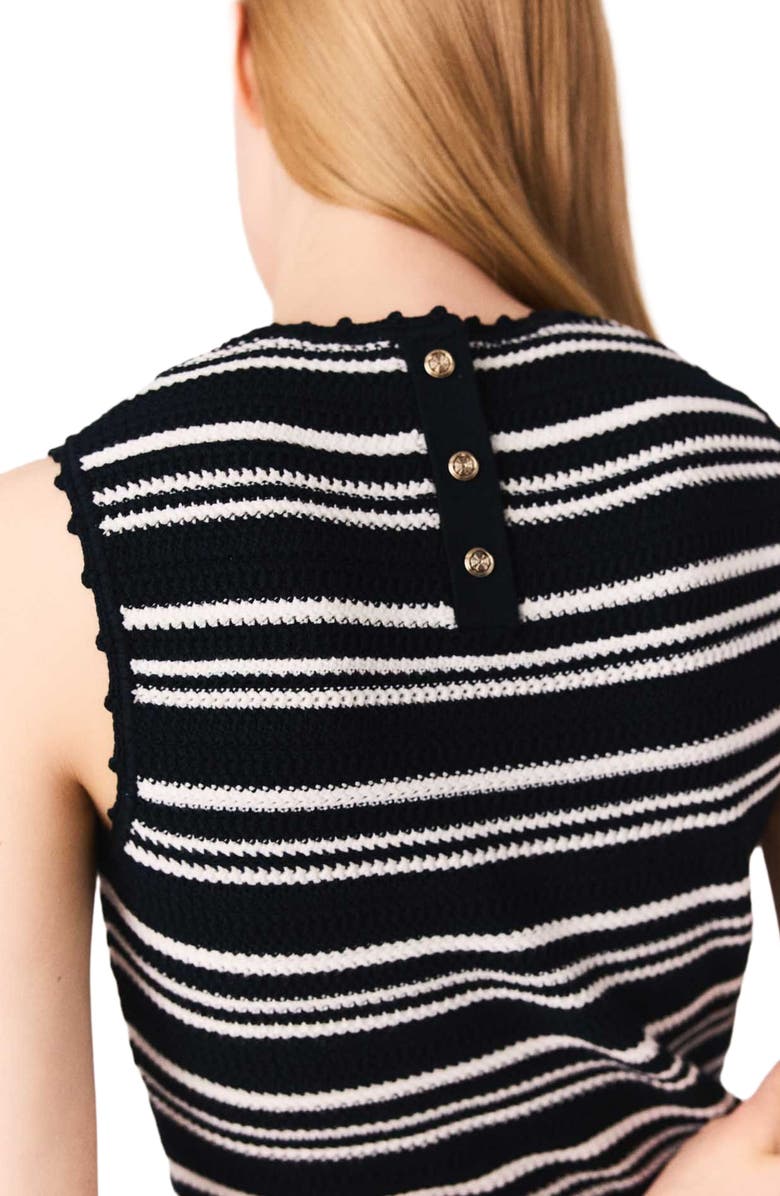 maje Striped mini crochet dress, Alternate, color, Navy/White