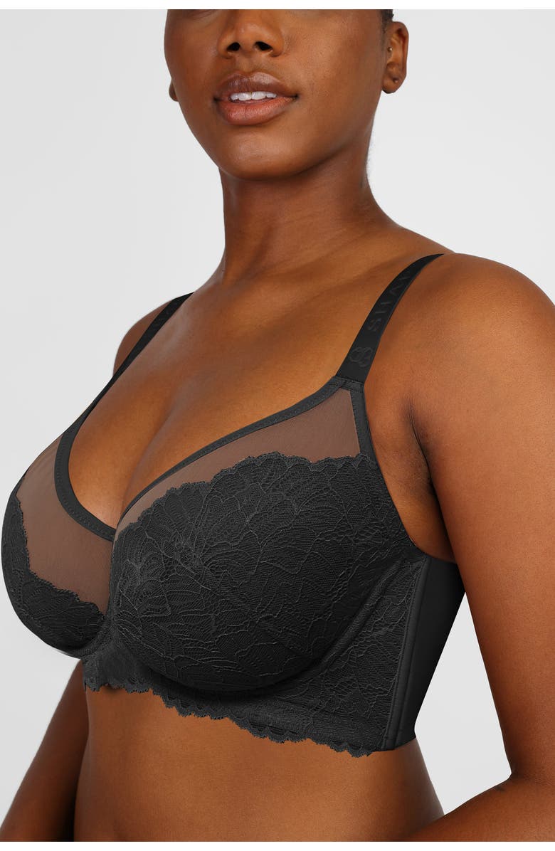 Shapellx Supportive Unlined Lace Underwired Bra, Alternate, color, Classic Black