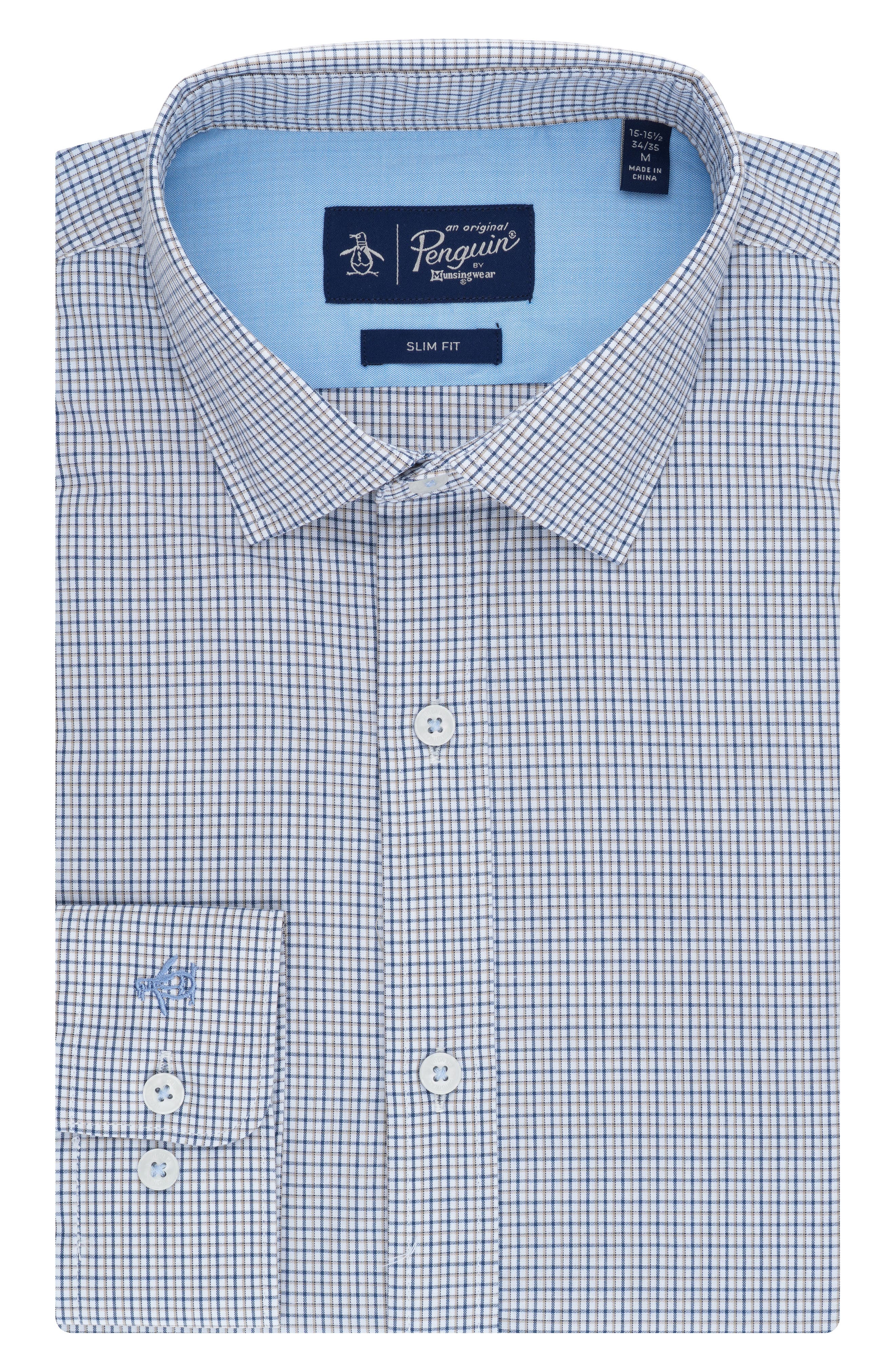 Original Penguin Mini Check Print Slim Fit Dress Shirt