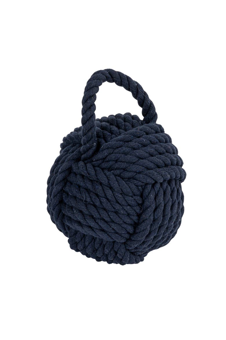 Nautical Rope Knot Decorative Cotton Door Stop, Navy Blue, Main, color, Blue