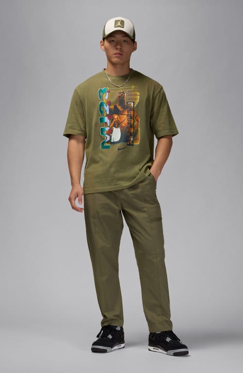 Shop Jordan Retro Cotton Graphic T-shirt In Medium Olive/black