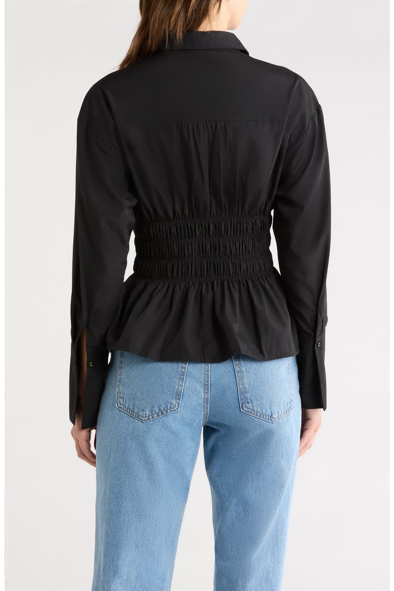 As You Are Shirred Button-Up Shirt, Alternate, color, BLACK