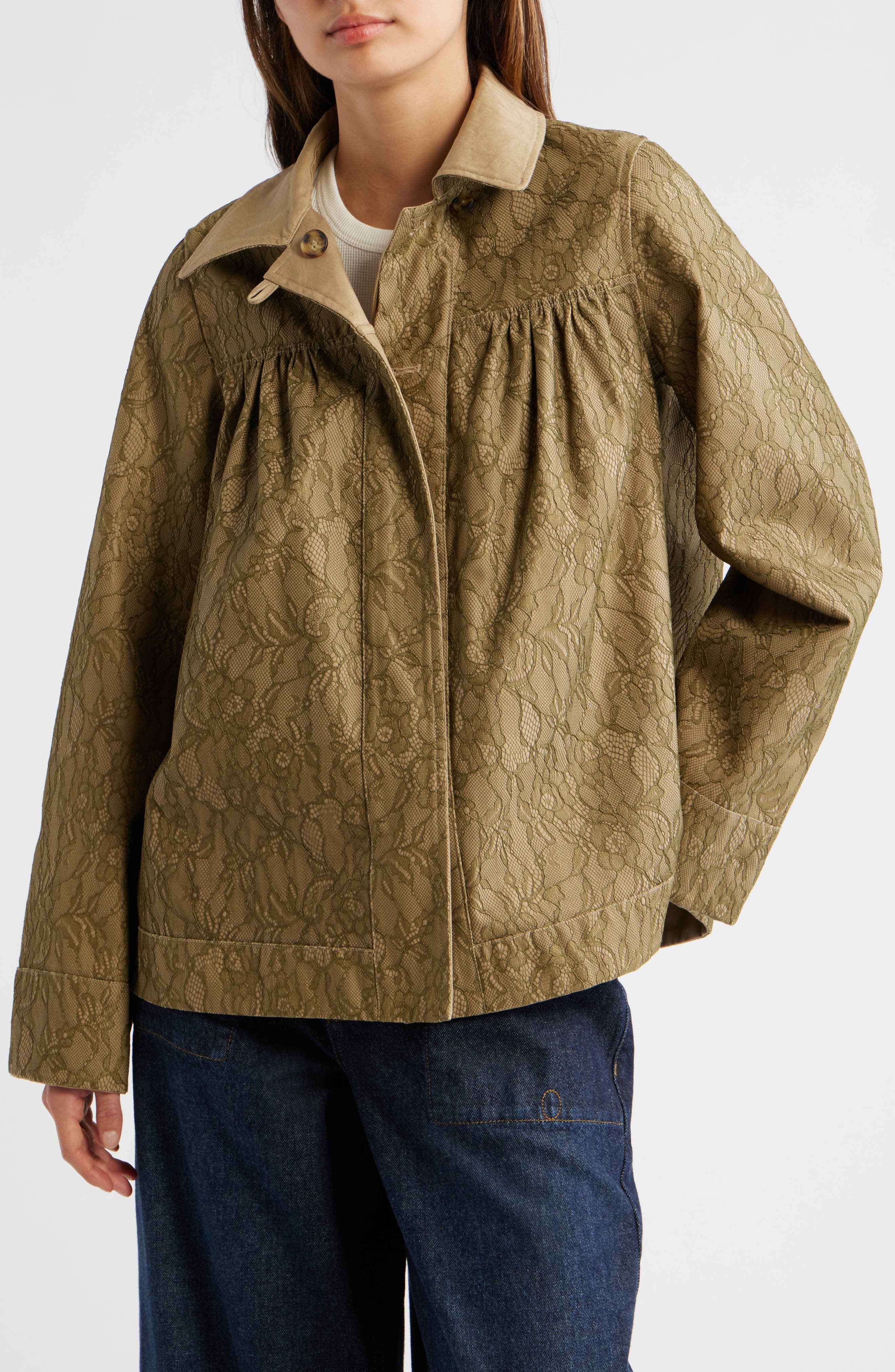 Damson Madder Mercedes Lace Collar Organic Cotton Mini Coat (Women ...