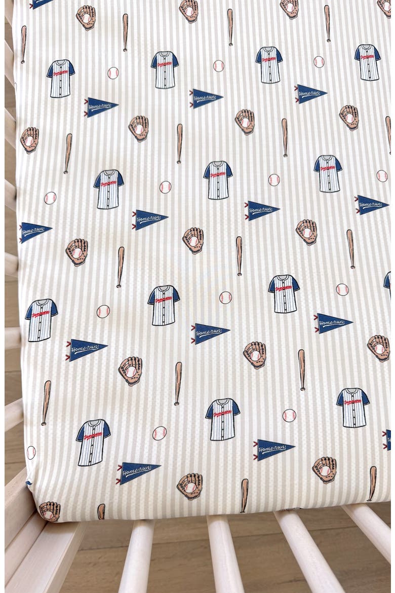 Baseball Crib Sheet, Main, color, Blue Baseball