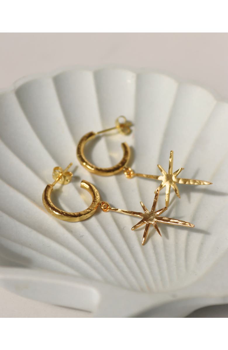 Ottoman Hands Northern Star Hoop Earrings, Alternate, color, Brass