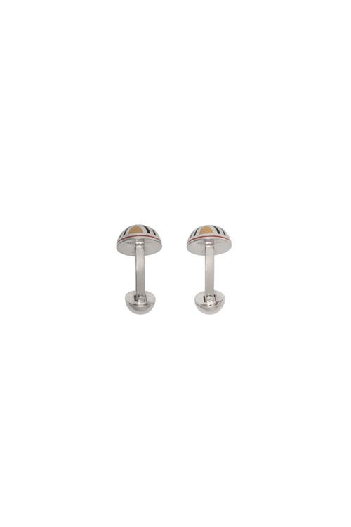 Burberry Enamel Check Cufflinks In Metallic