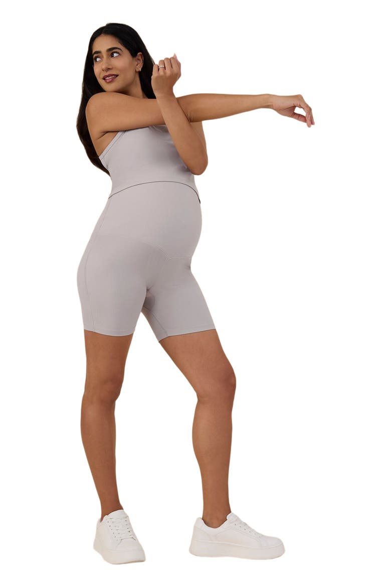 6 1/2" Ribbed Maternity Biker Short, Alternate, color, Opal