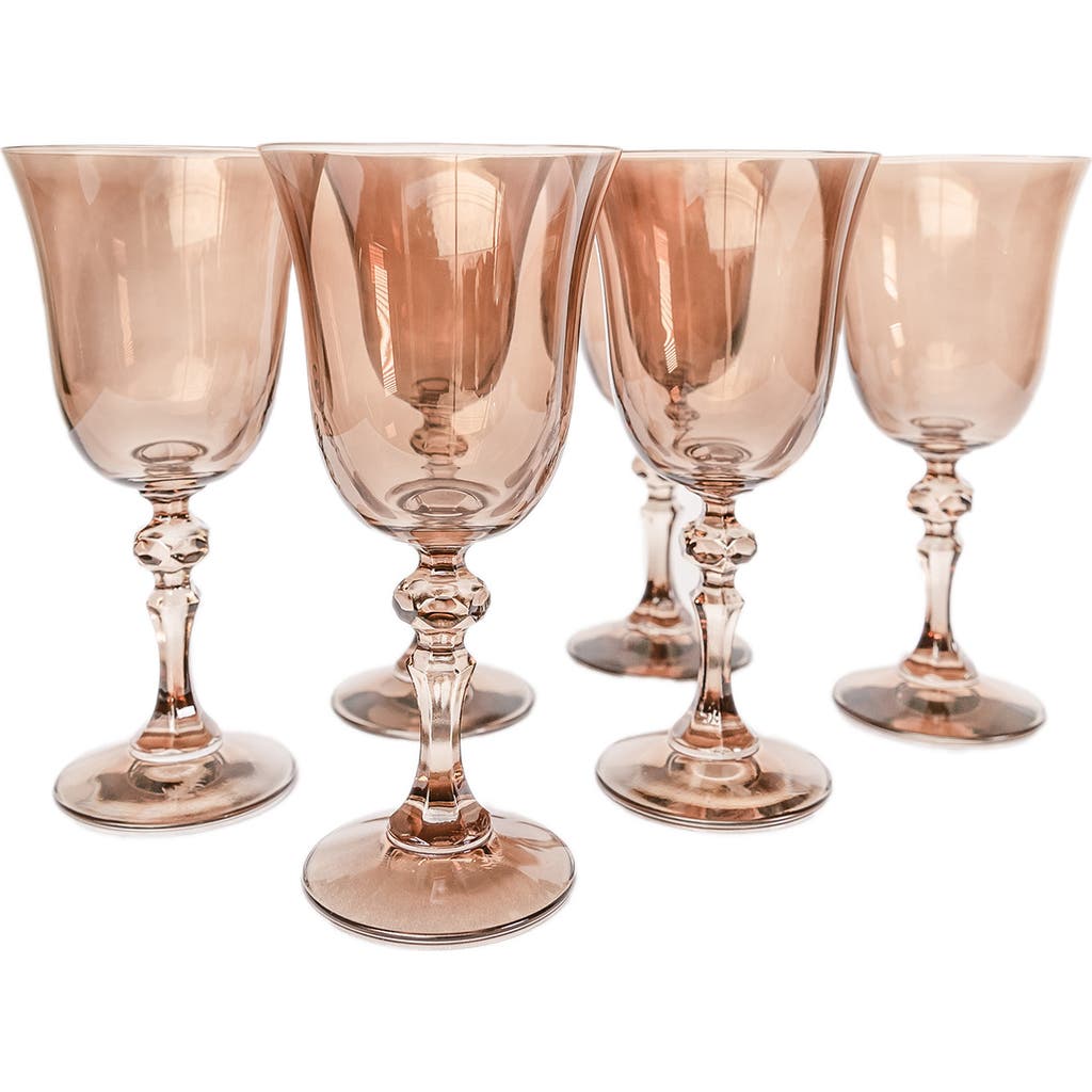 Estelle Colored Glass Set of 6 Regal Goblets in Amber Smoke  product