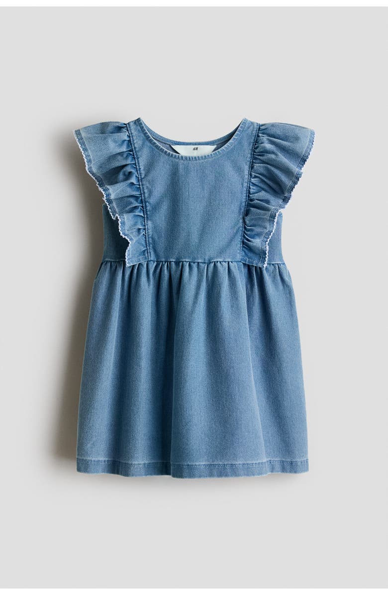 H&M Flounced Sweatshirt Dress, Main, color, Denim Blue