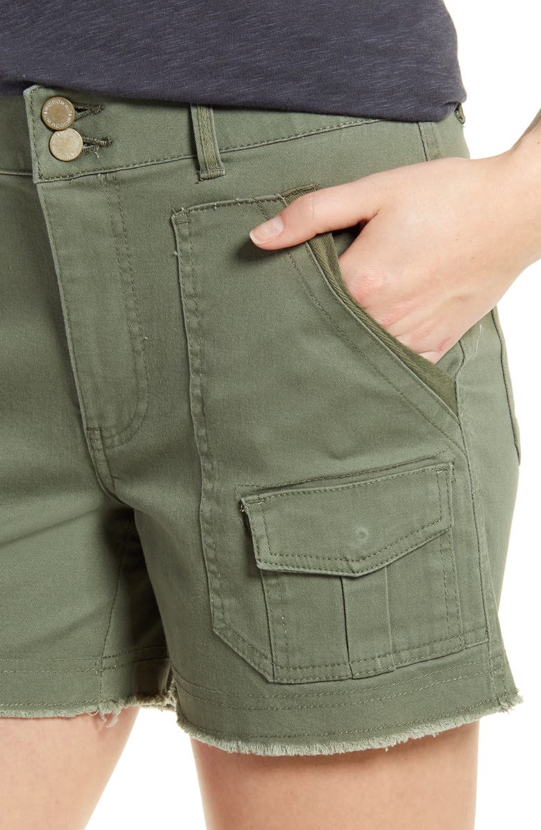 Wit & Wisdom 'Ab'Solution Frayed High Waist Cargo Shorts, Alternate, color,