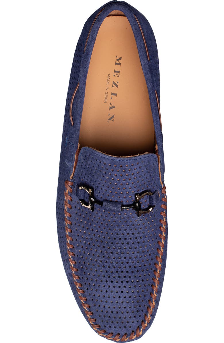 Mezlan Tarraco Perforated Suede Bit Loafer, Alternate, color, Blue