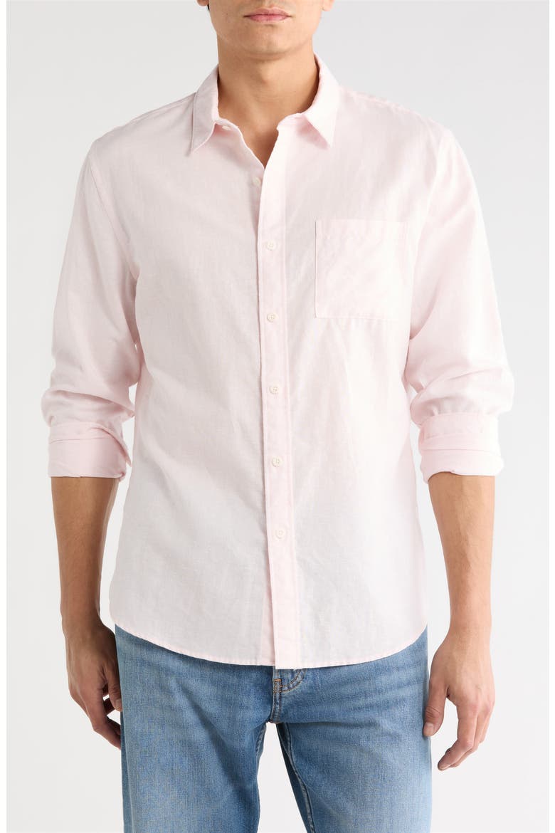 Classic Fit Linen Blend Button-Up Shirt, Main, color, PINK DESERT